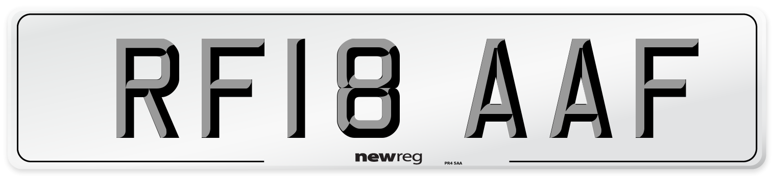 RF18 AAF Number Plate from New Reg